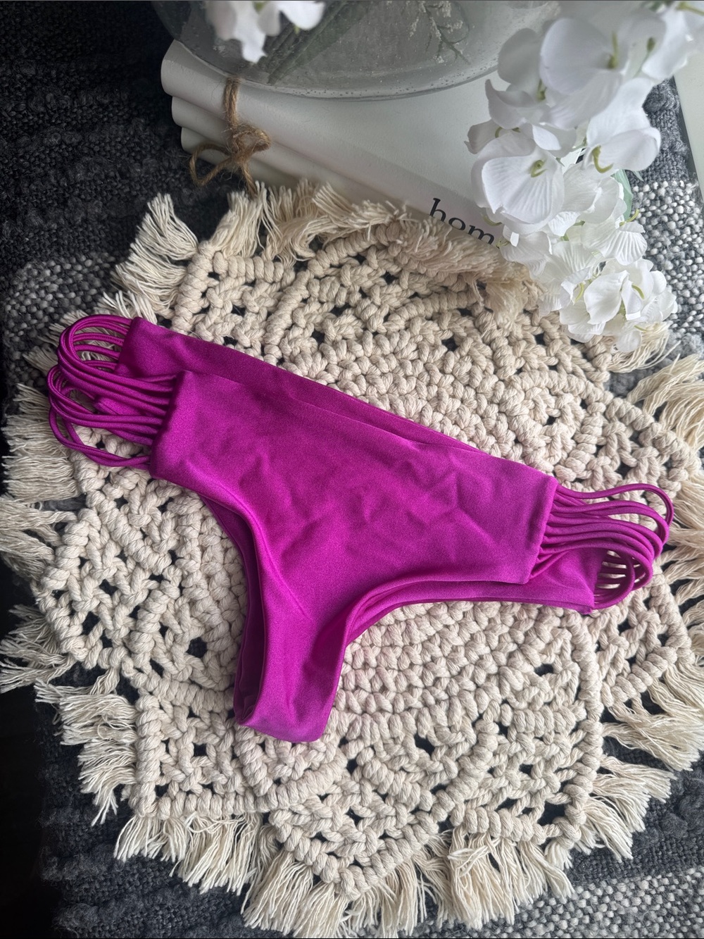 Luli Fama Vibrant Fuchsia Strappy Bikini Bottom